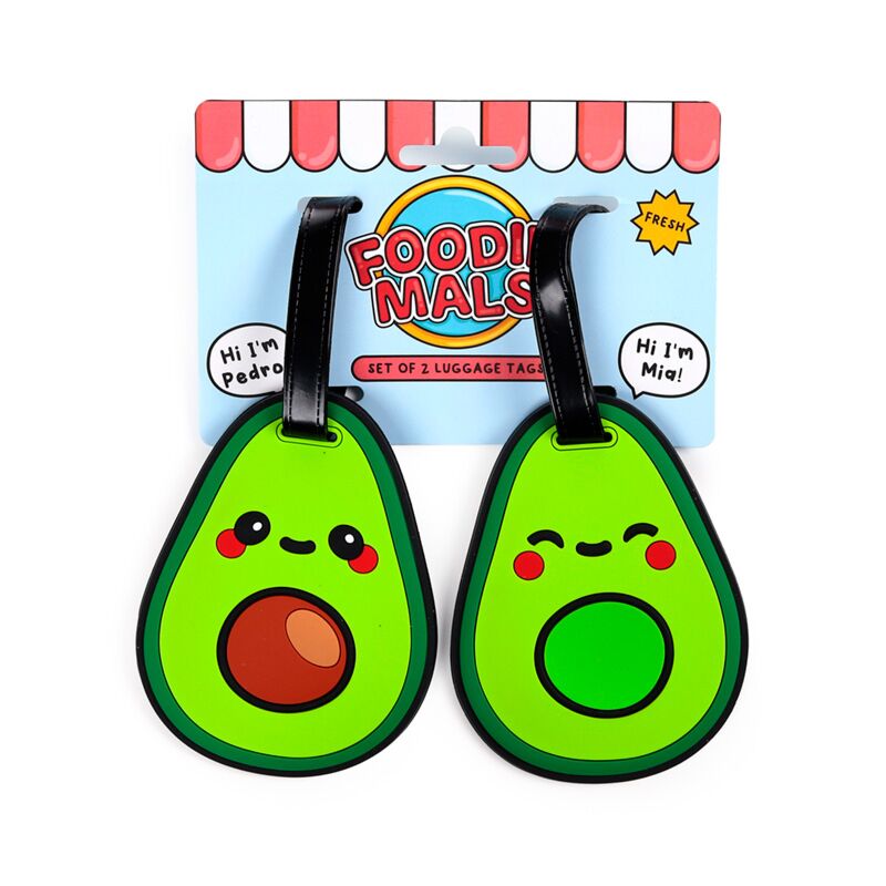 Foodiemals avocado pvc kofferlabel set van 2