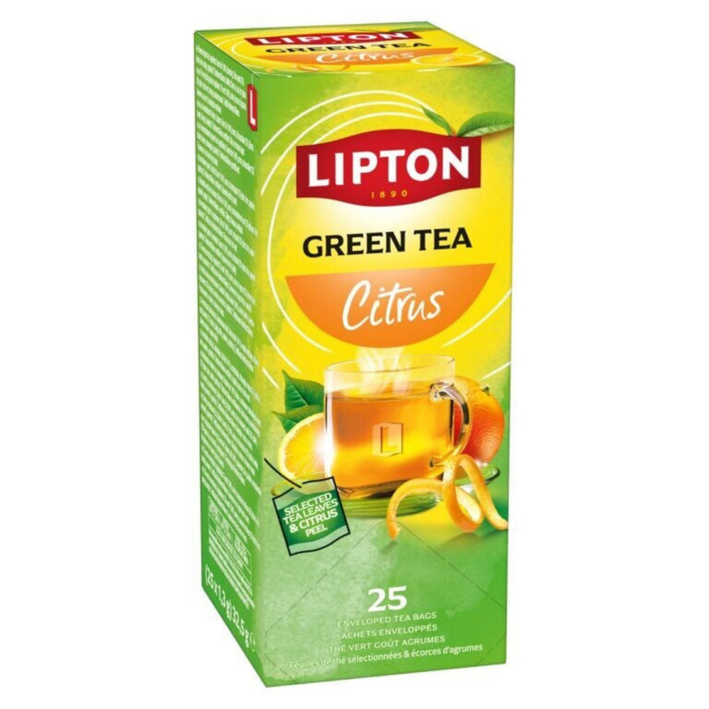 Lipton feel good selection green tea citrus - 150 theezakjes - groene thee citrus - 6 x 20 zakjes - voordeelverpakking