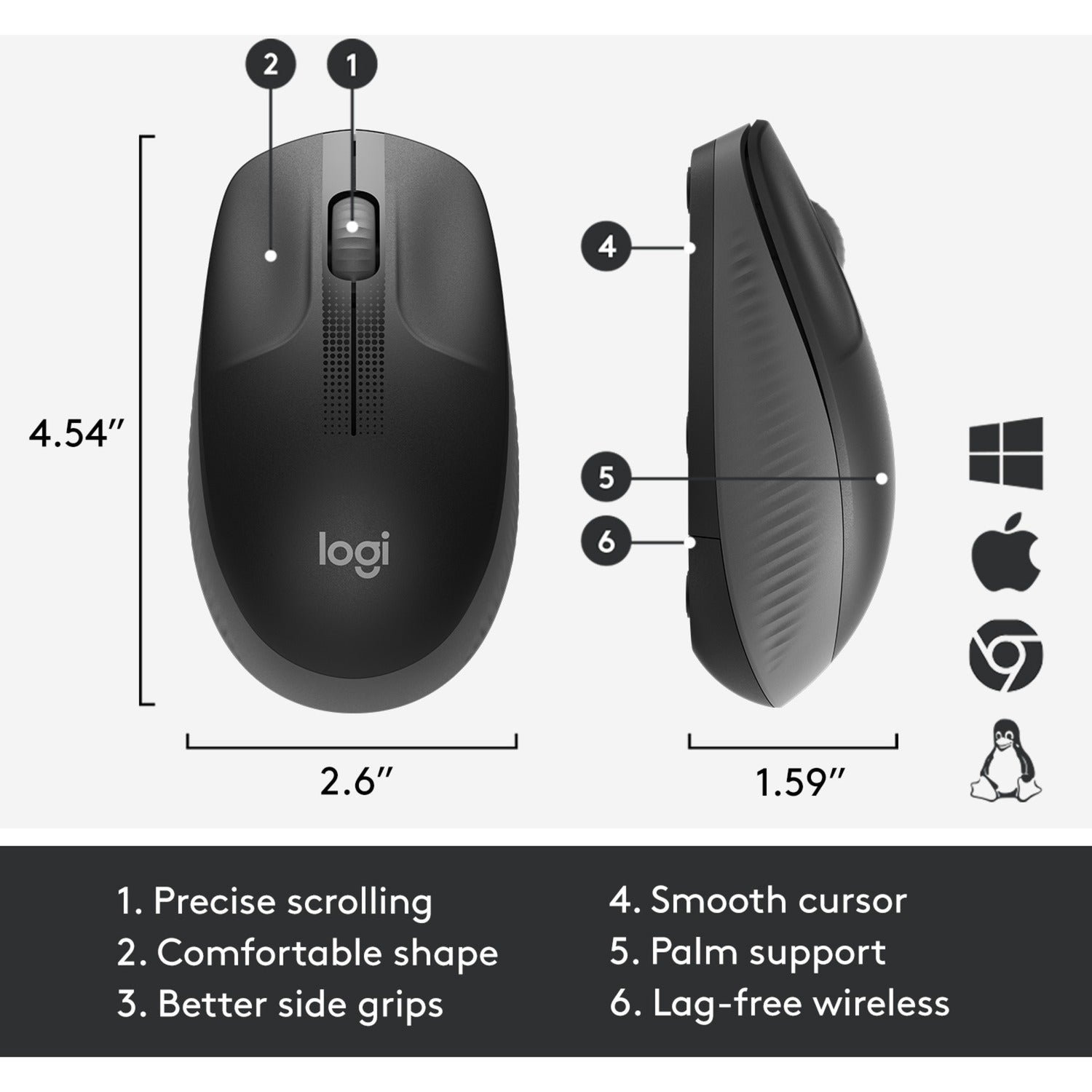 Logitech Logitech M190 Draadloze muis van volledig formaat