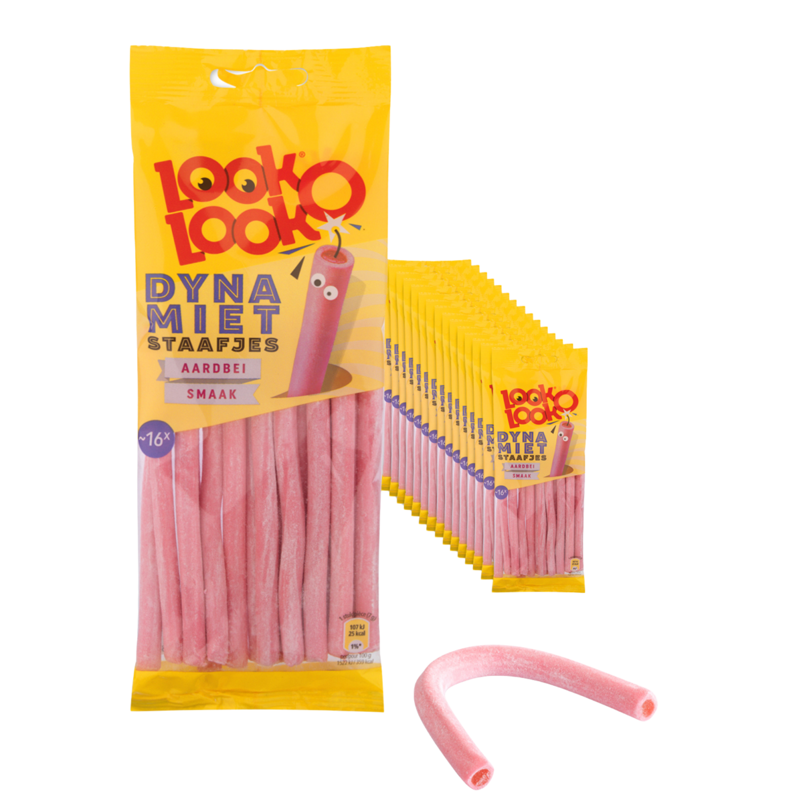 Look o look look-o-look dynamietstaafjes aardbei (15x 110gr)