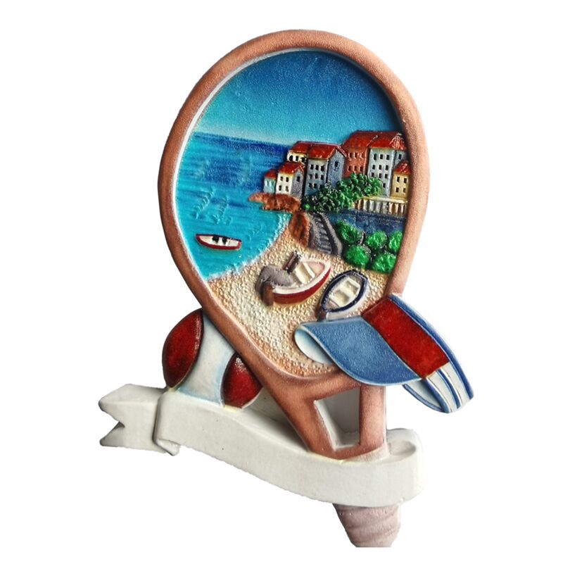 Tennisracketvormige strandscène zee strand souvenir magneet