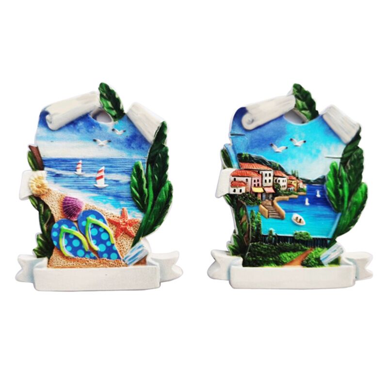 Perkament panorama 3d zee strand souvenirmagneet