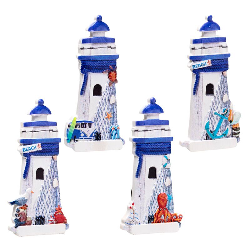 Blauwe vuurtoren 3d zee strand souvenirmagneet
