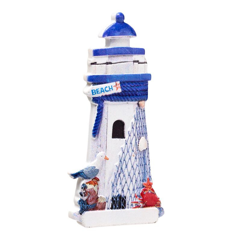 Blauwe vuurtoren 3d zee strand souvenirmagneet