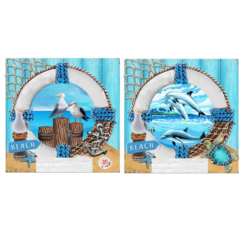 Blauwe reddingsboei 3d zee strand souvenirmagneet