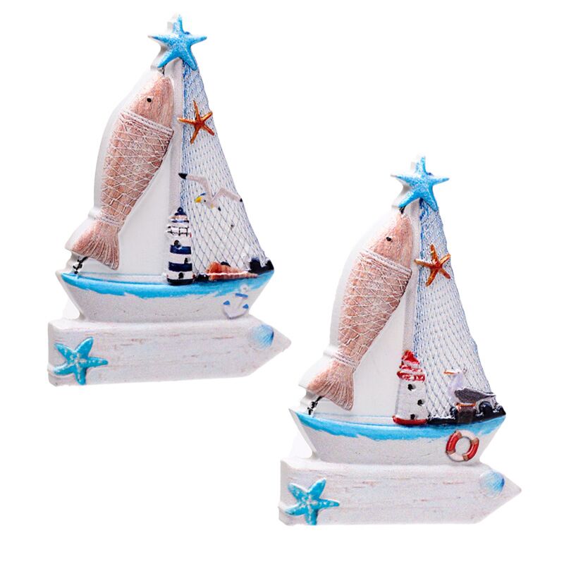 Zeilboot bord vis 3d zee strand souvenirmagneet