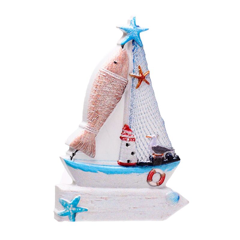 Zeilboot bord vis 3d zee strand souvenirmagneet