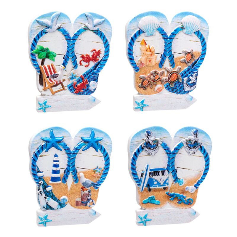 Strandslipper bord 3d zee strand souvenirmagneet