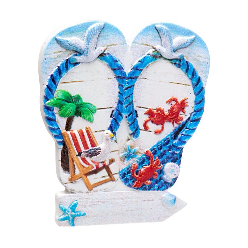 Strandslipper bord 3d zee strand souvenirmagneet