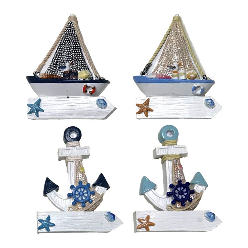 Zee strand souvenir magneet boten ankernet