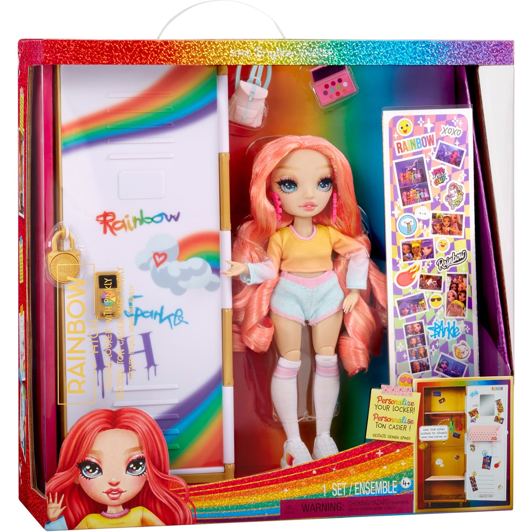 MGA Entertainment Rainbow High Design kluisje en Pinkly Paige