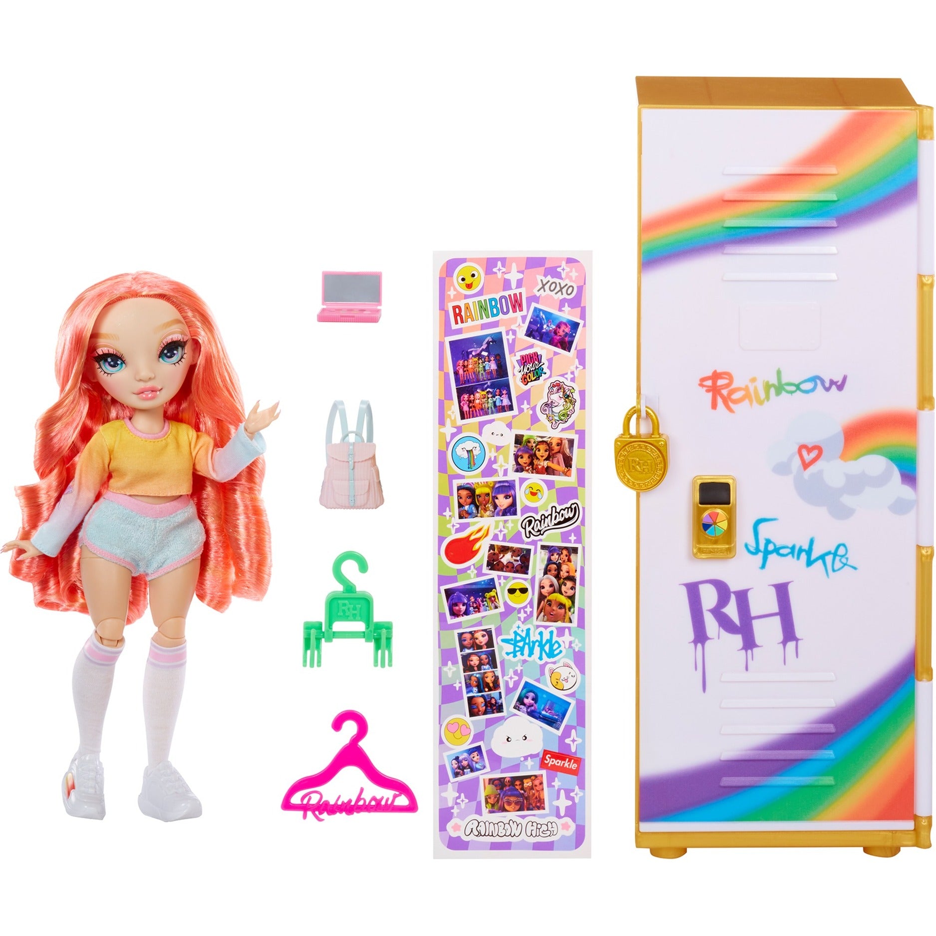 MGA Entertainment Rainbow High Design kluisje en Pinkly Paige