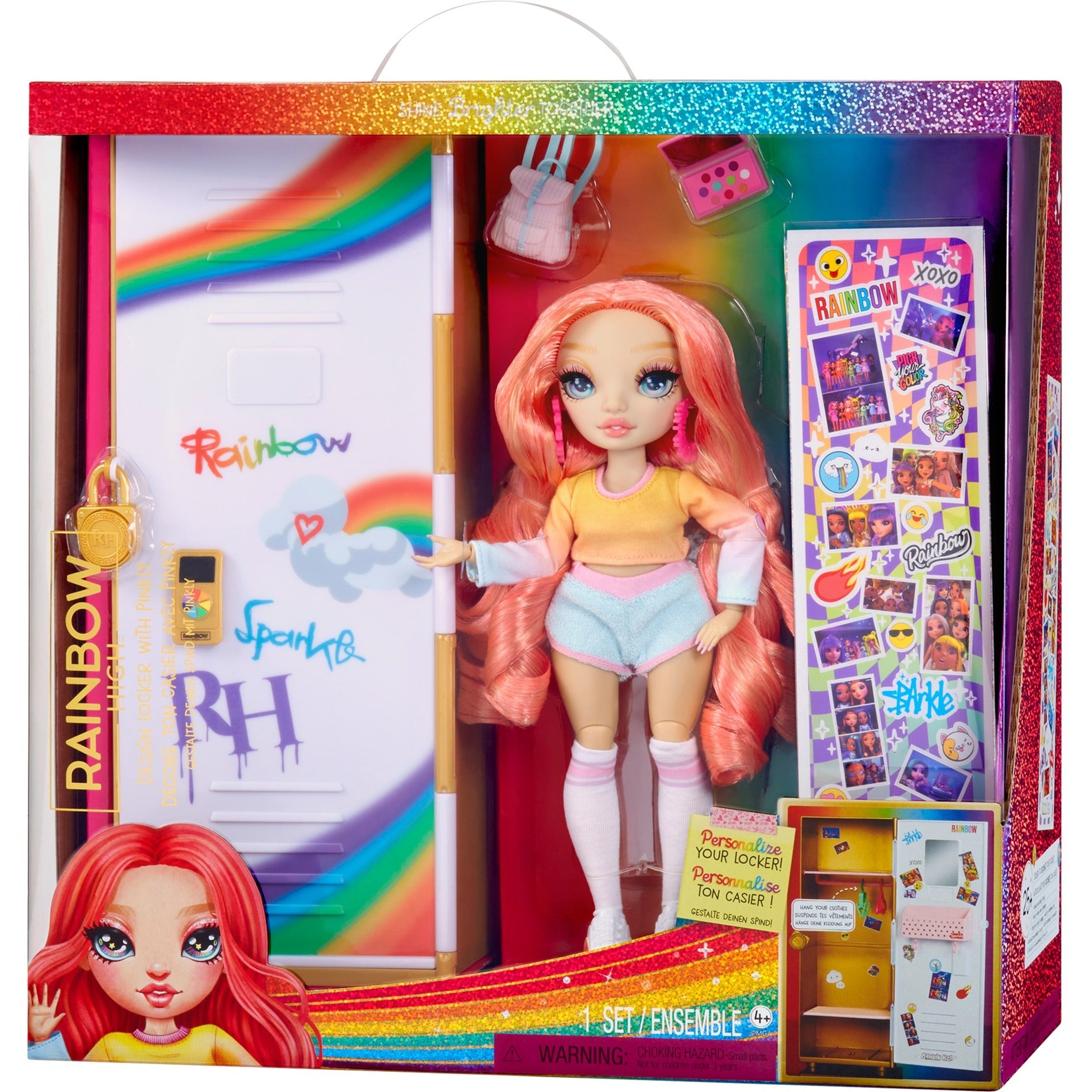 MGA Entertainment Rainbow High Design kluisje en Pinkly Paige