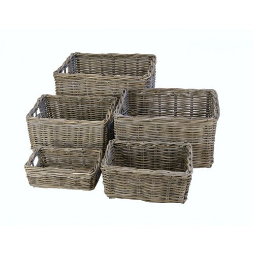 Wicker V-ager basket 40x30x20 pit grey