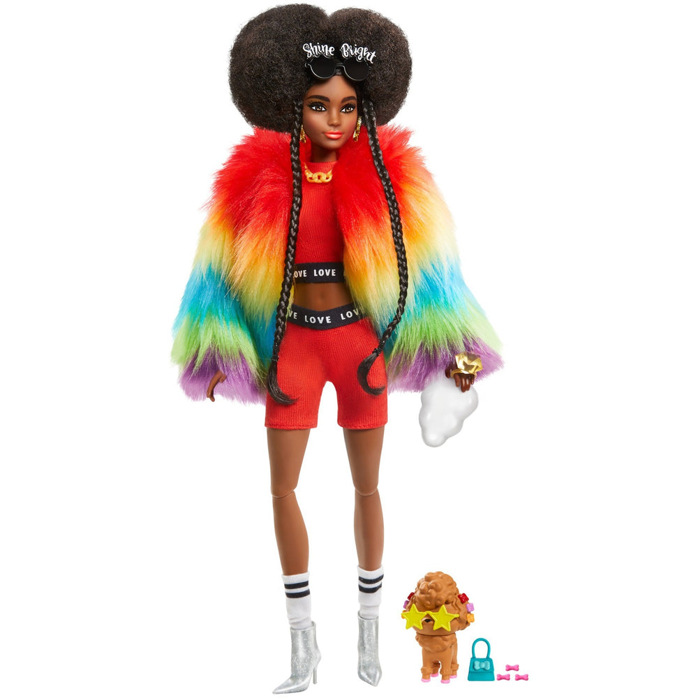 Mattel Extra Doll 1 Regenboogjas met Poedel