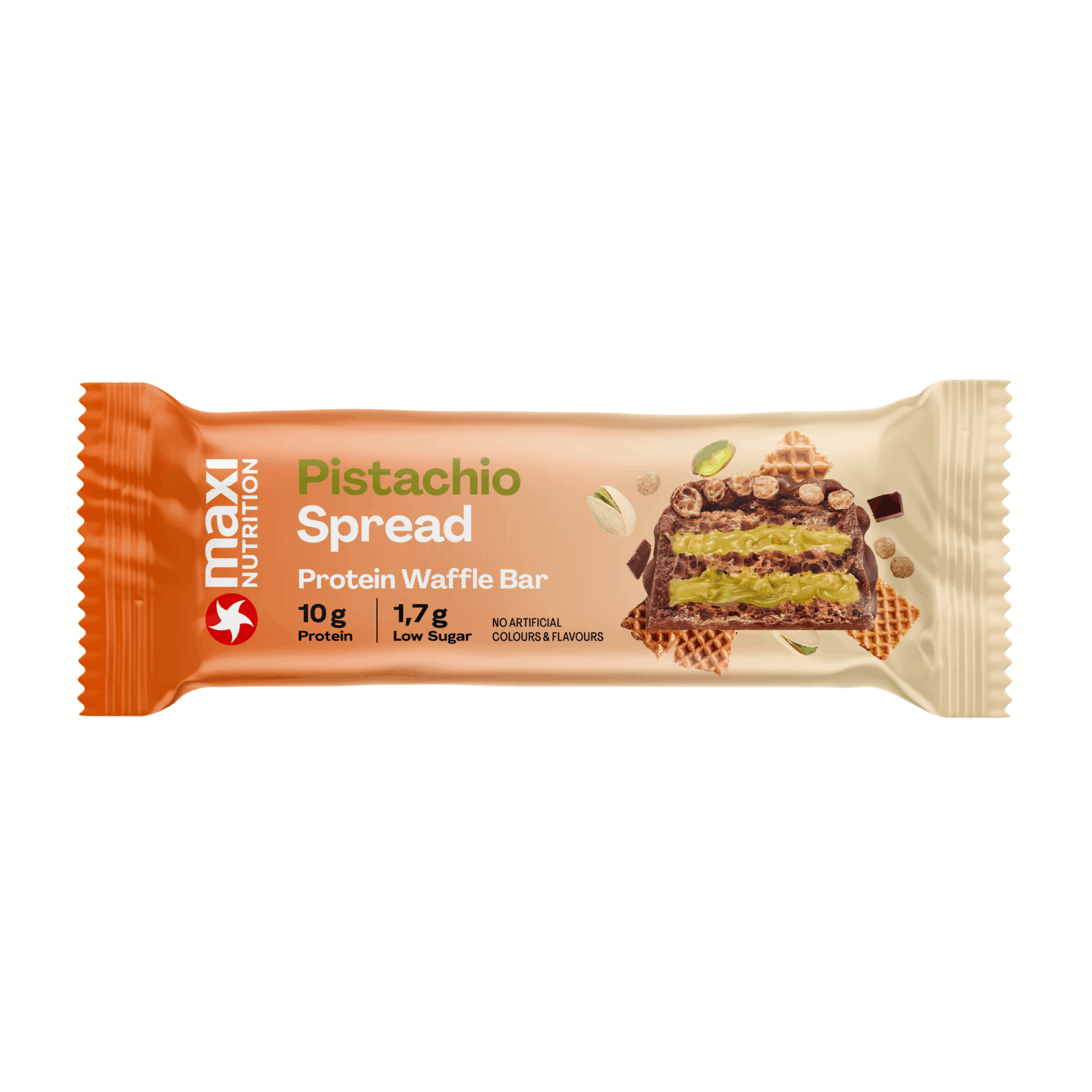 Maxi nutrition maxinutrition waffle bar pistachio dubai chocolate (12x 40g)