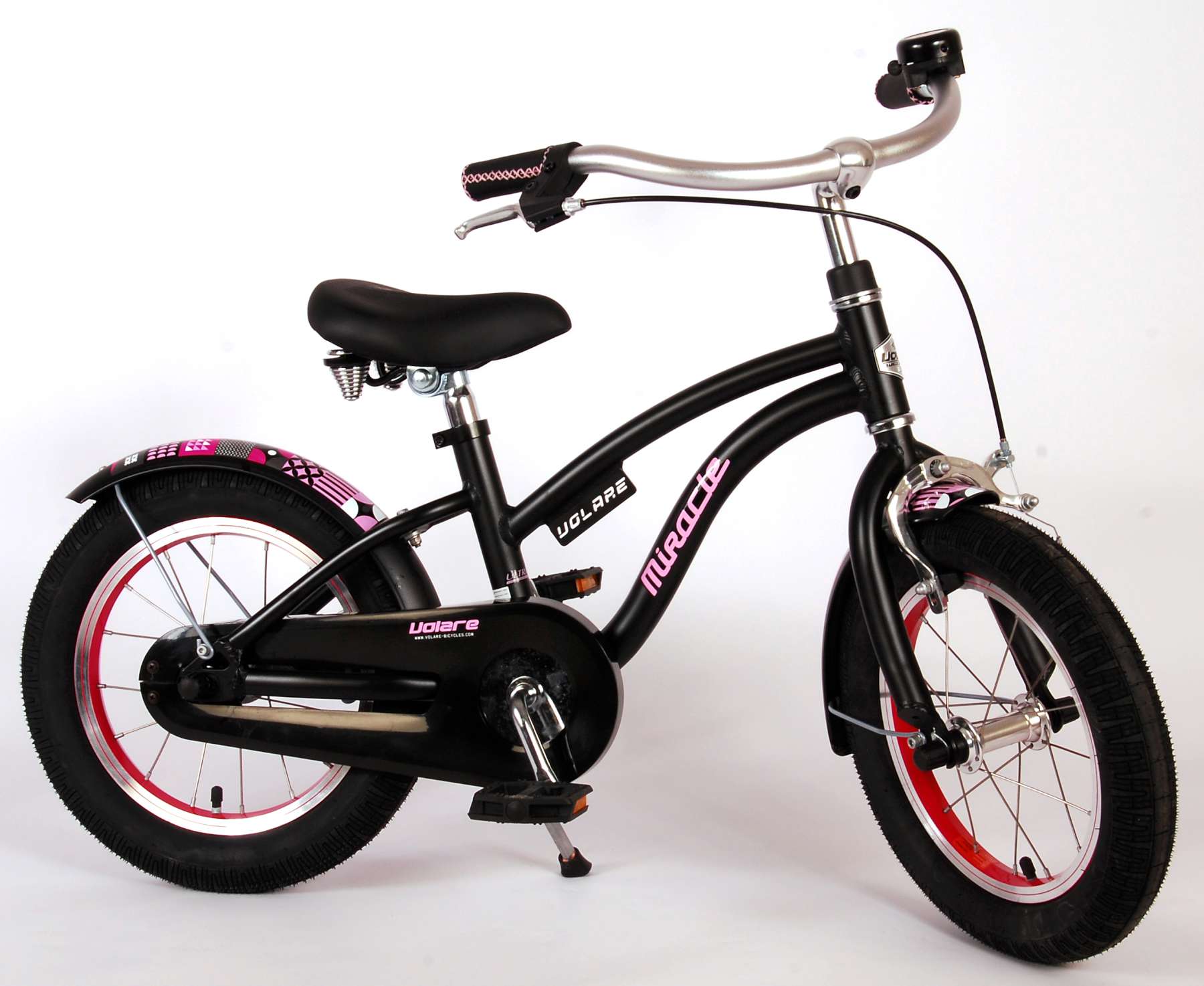 Volare Miracle Kinderfiets - Meisjes - 14 inch - Mat Zwart - Prime Collection
