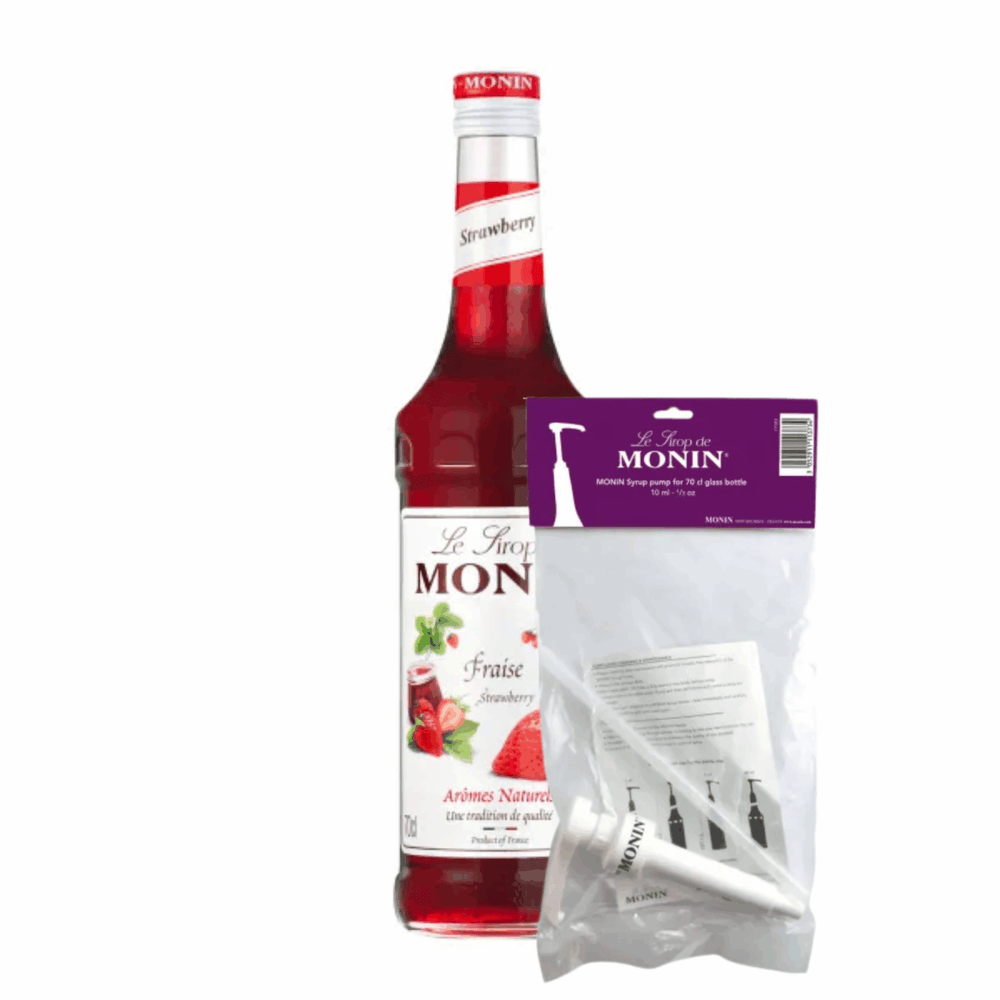 Monin siroop aardbei fraise (70 cl) + pompje (10ml)