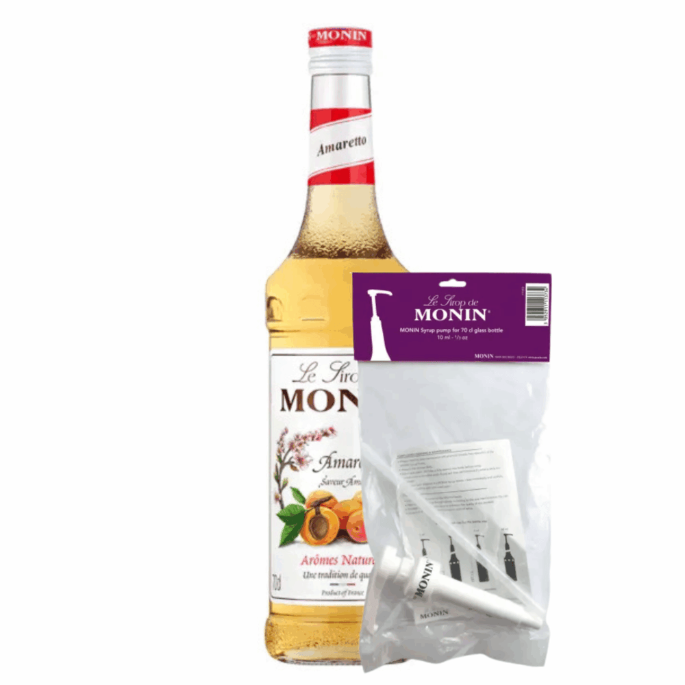 Monin siroop amaretto (70 cl) + siroop pompje (10ml)