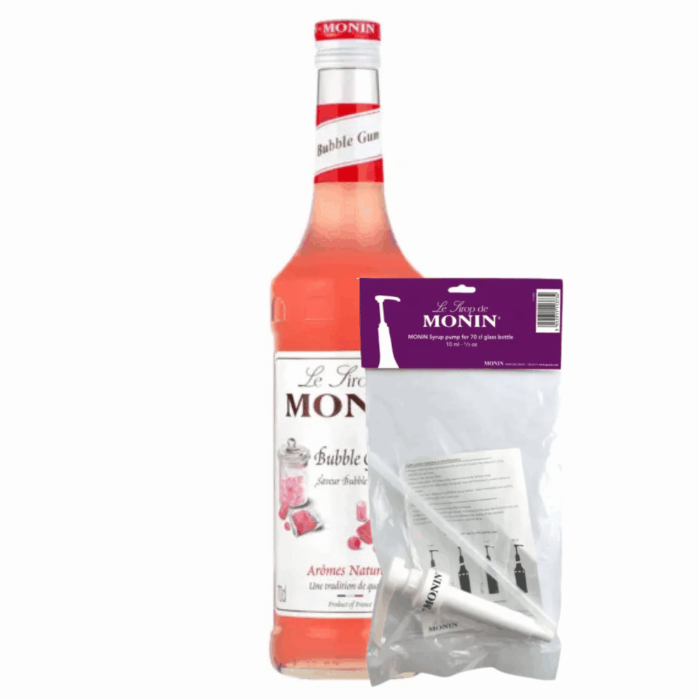 Monin siroop bubblegum (70 cl) + siroop pompje (10ml)