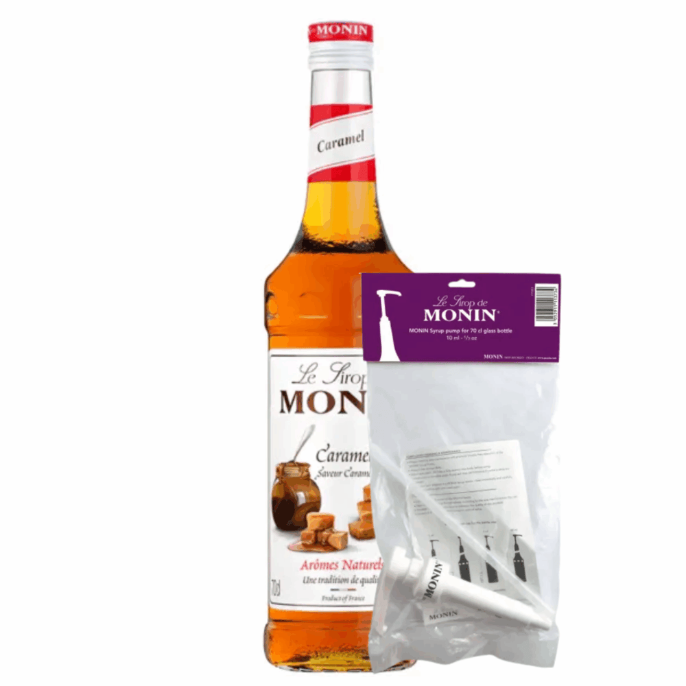 Monin siroop caramel (70 cl) + pompje (10ml)
