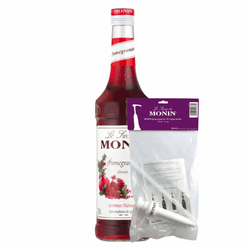 Monin siroop pomegranate (70 cl) + siroop pompje (10ml)