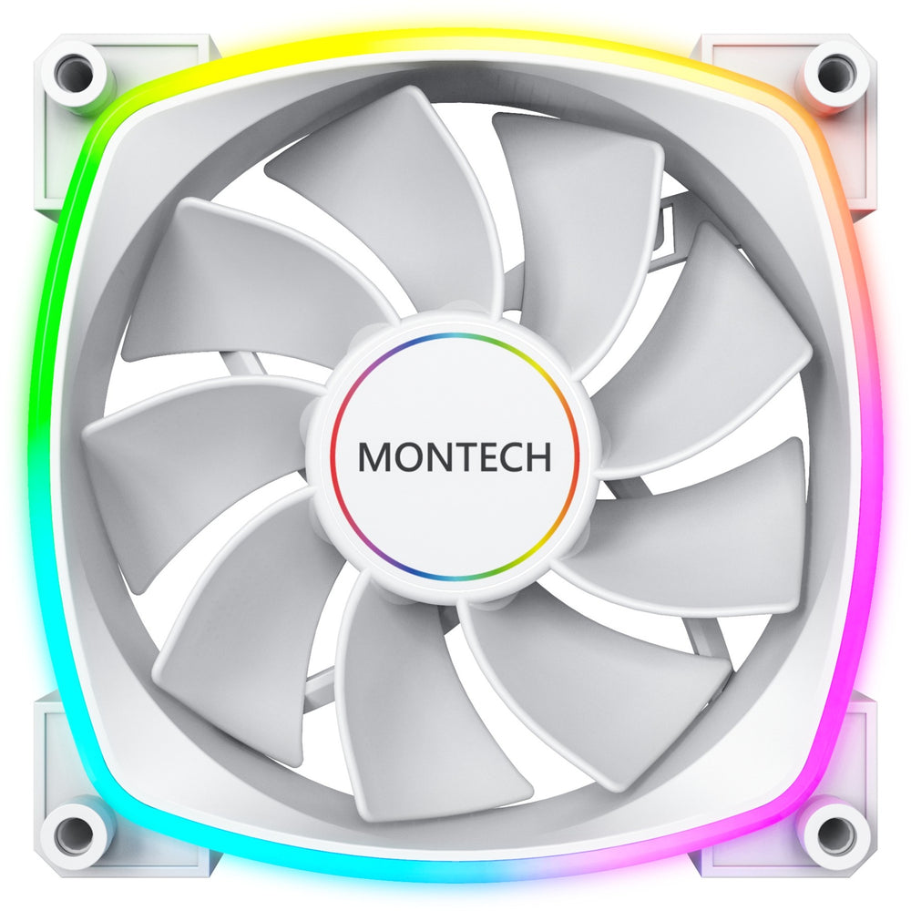 Montech rx140 pwm rgb case fan (wit, 140 x 25 x 140 mm, 3-pin argb)