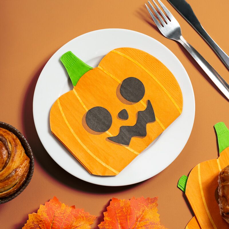 Halloween pompoen pak van 12 3-laags papieren feestservetten