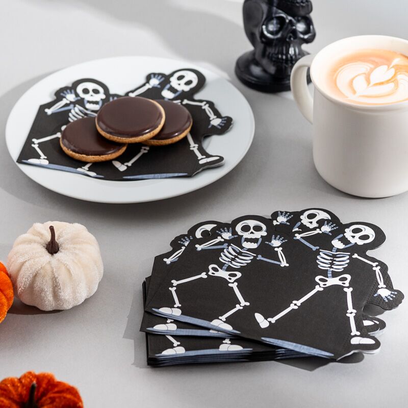 Halloween geraamte pak van 12 3-laags papieren feestservetten