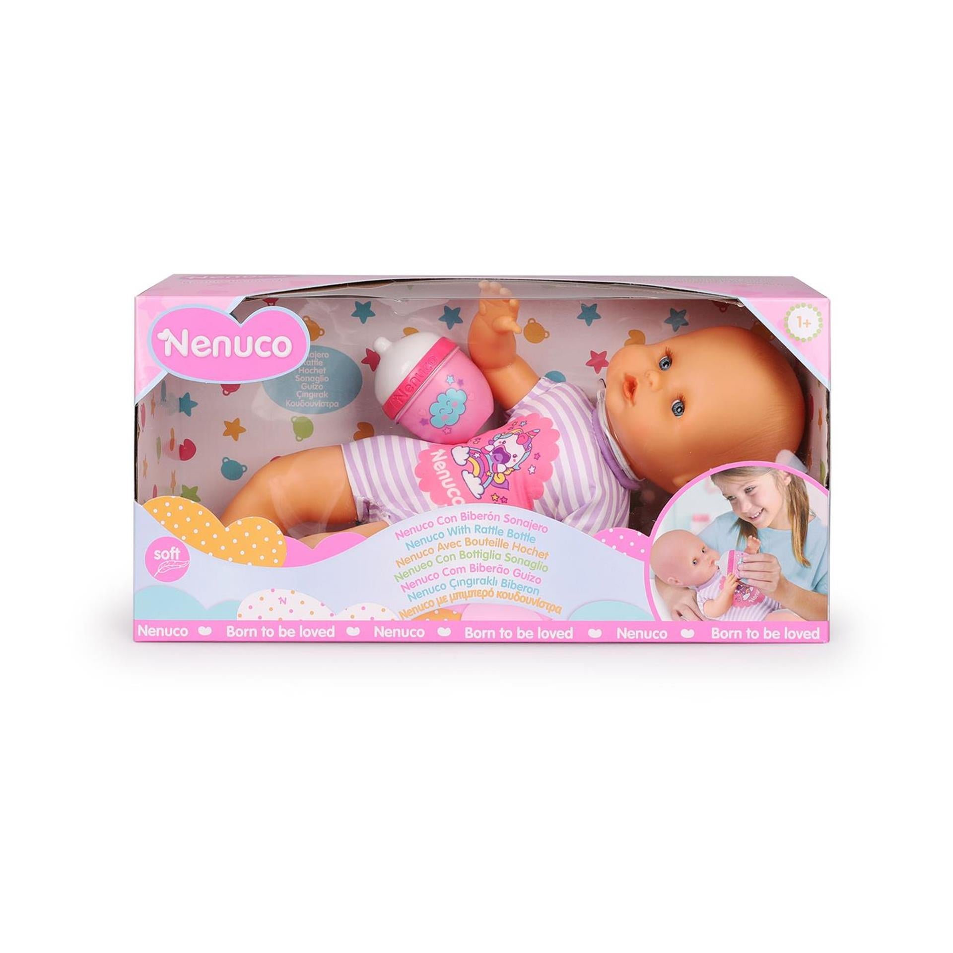Famosa nenuco babypop met zachtje paars ongeveer 32 cm groot