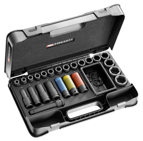 Imp facom set van 23 lange en korte actdoppen 1 2 10• 32mm - ns.550bpb