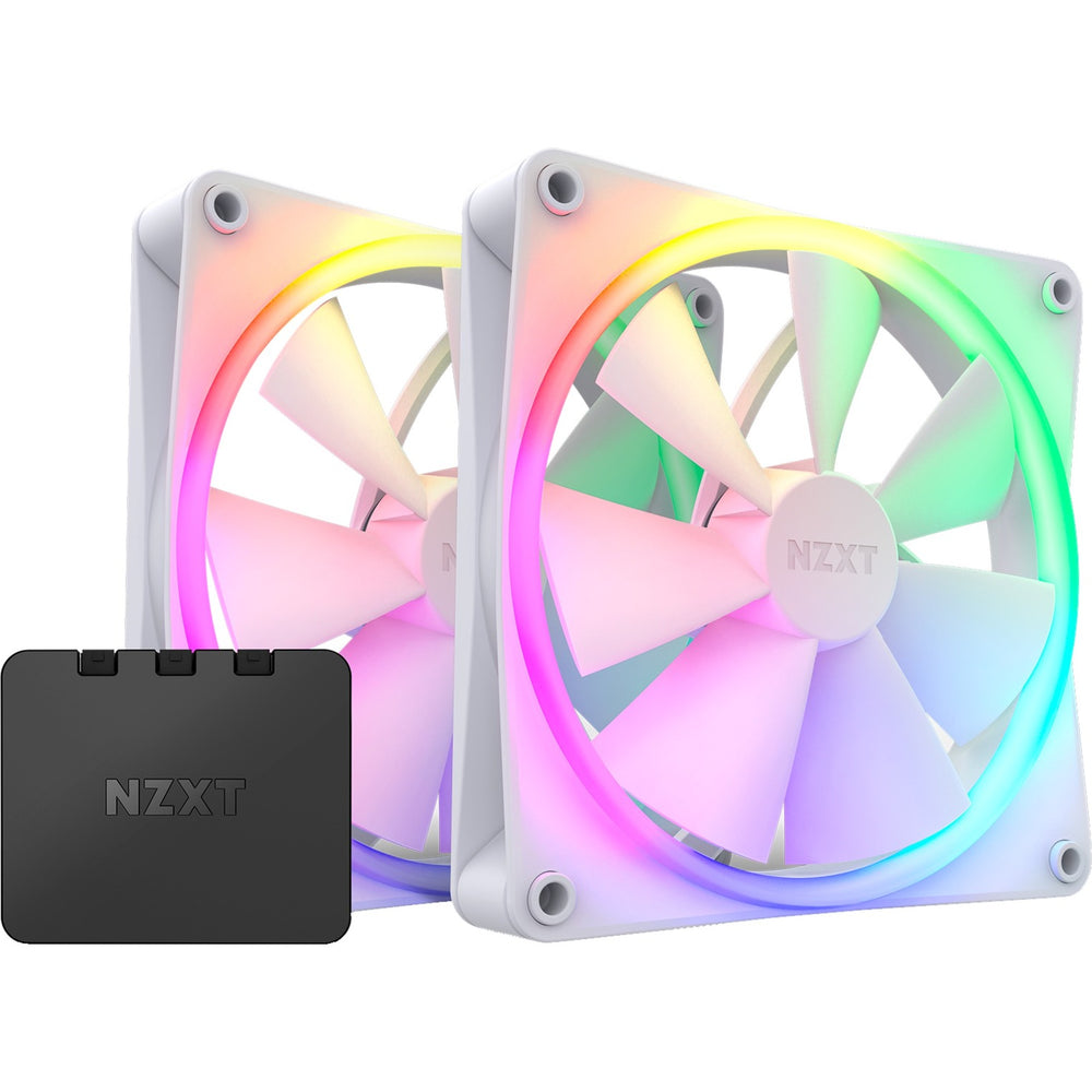 Nzxt f140 rgb duo case fans (zwart, 2 stuks, 140 x 140 x 25 mm, pwm, incl. controller)