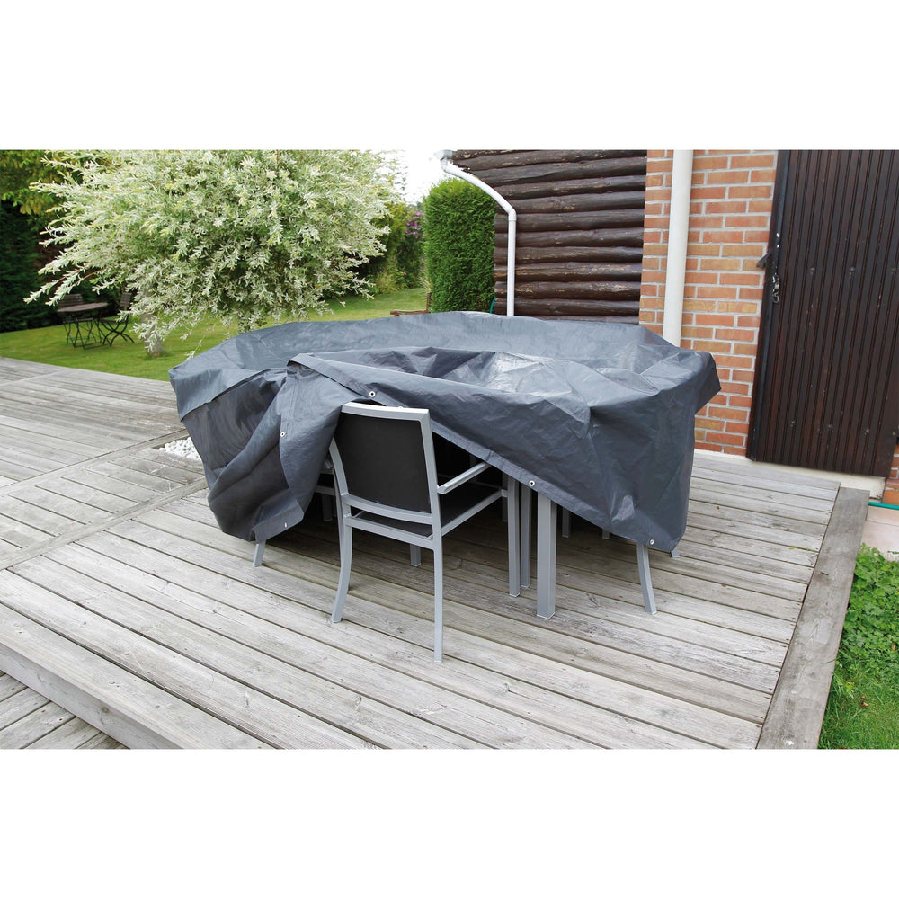 Natuur Natuur Tuinmeubelafdekhoes voor ronde tafel en stoelen
