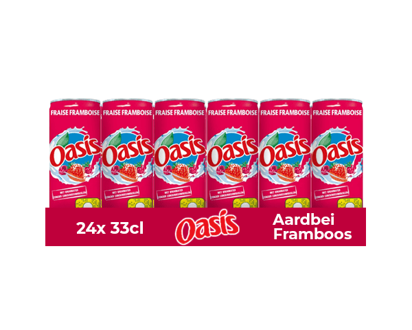 Oasis aardbei framboos blik (24x 33cl)