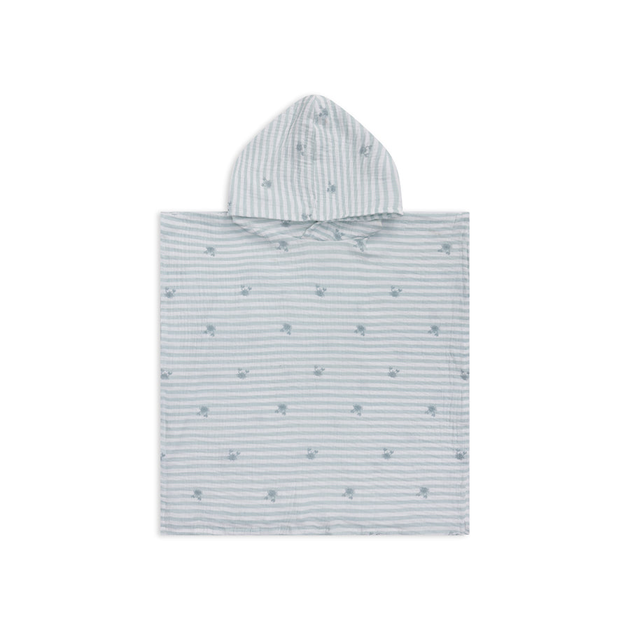 Crabby | wit groene hydrofiele strandponcho 52 x 52 cm