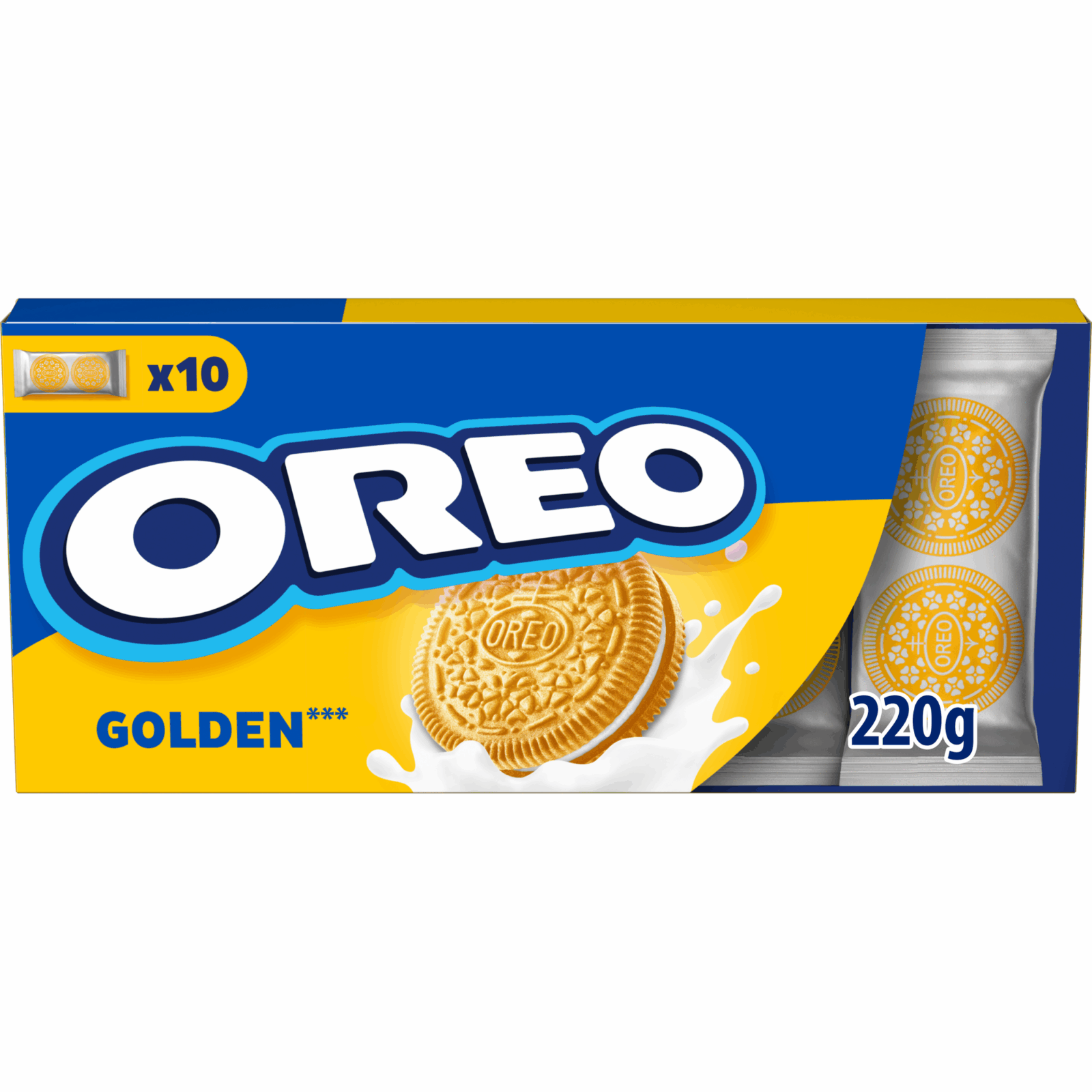 Oreo golden koekjes met vanille crèmevulling - doos 8 x 220g (10 x 22g) - koek voor onderweg - familie verpakking - groot verpakking