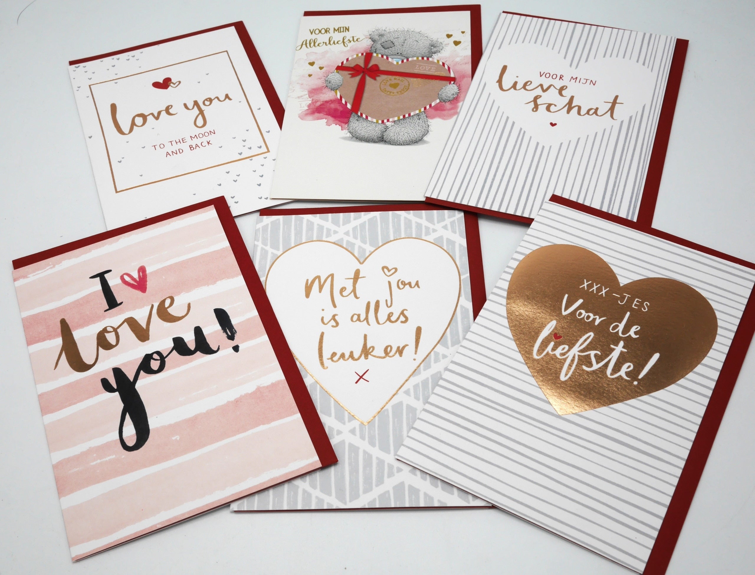 6 valentijnskaarten set van 6 verschillende liefdeskaarten
