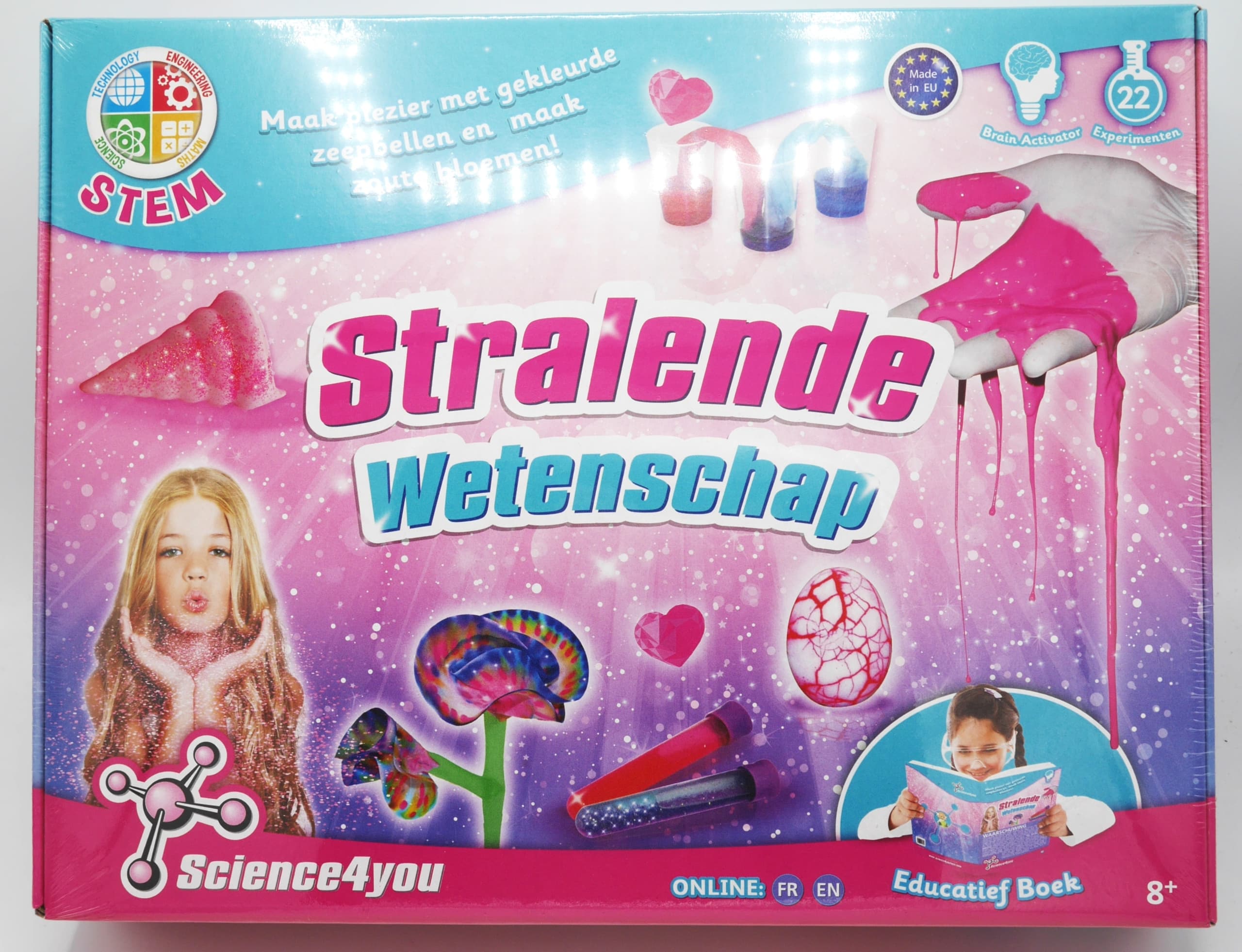Science 4 you stralende wetenschap set met bellen en zoute bloemen.