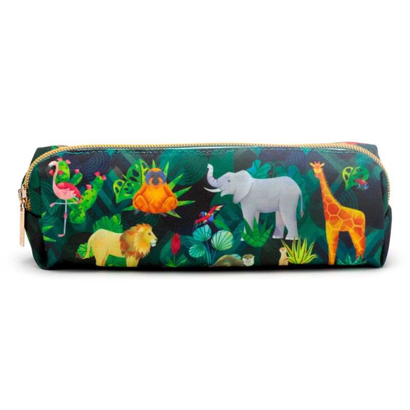 Dierenrijk canvas potloodetui
