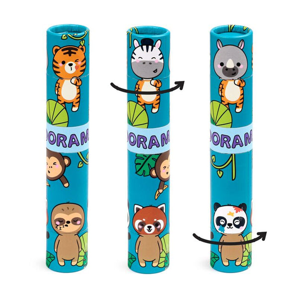 Adoramals wilde dieren large draaidop tekenkoker 12 kleurpotloden slijper