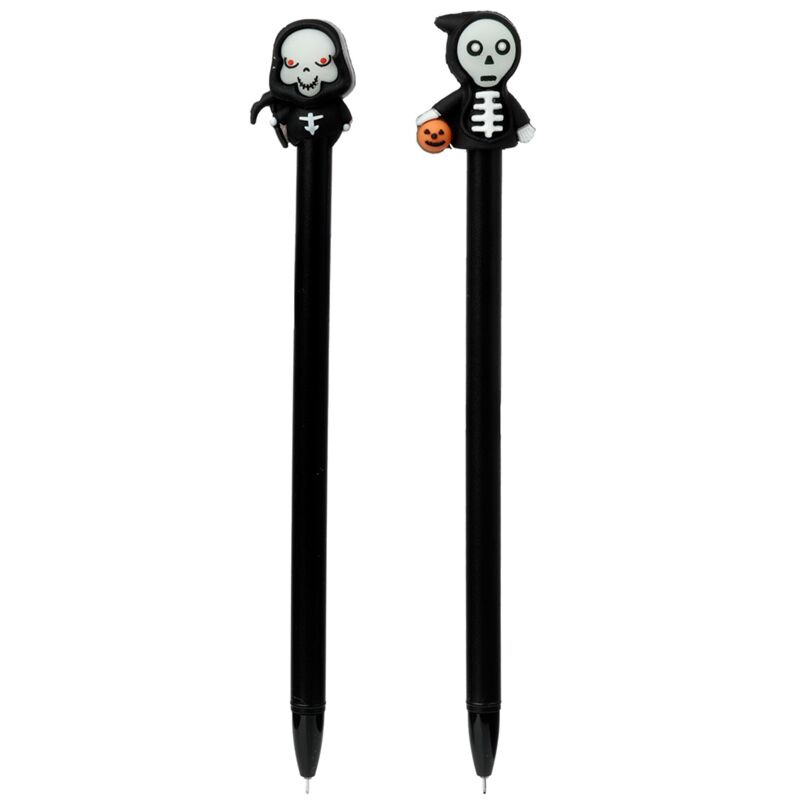 Glow in the dark spoken skeletten fijnschrijver pen - zwart