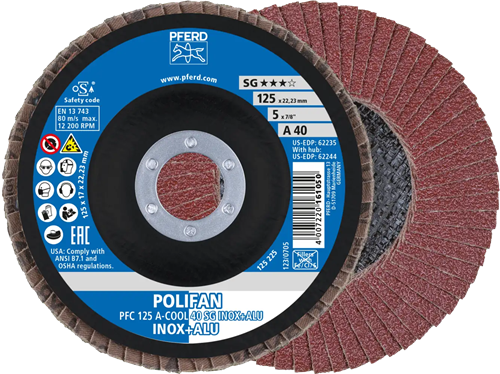 Pferd lamellenschijf 125mm a60 inox alu | 10 stuks