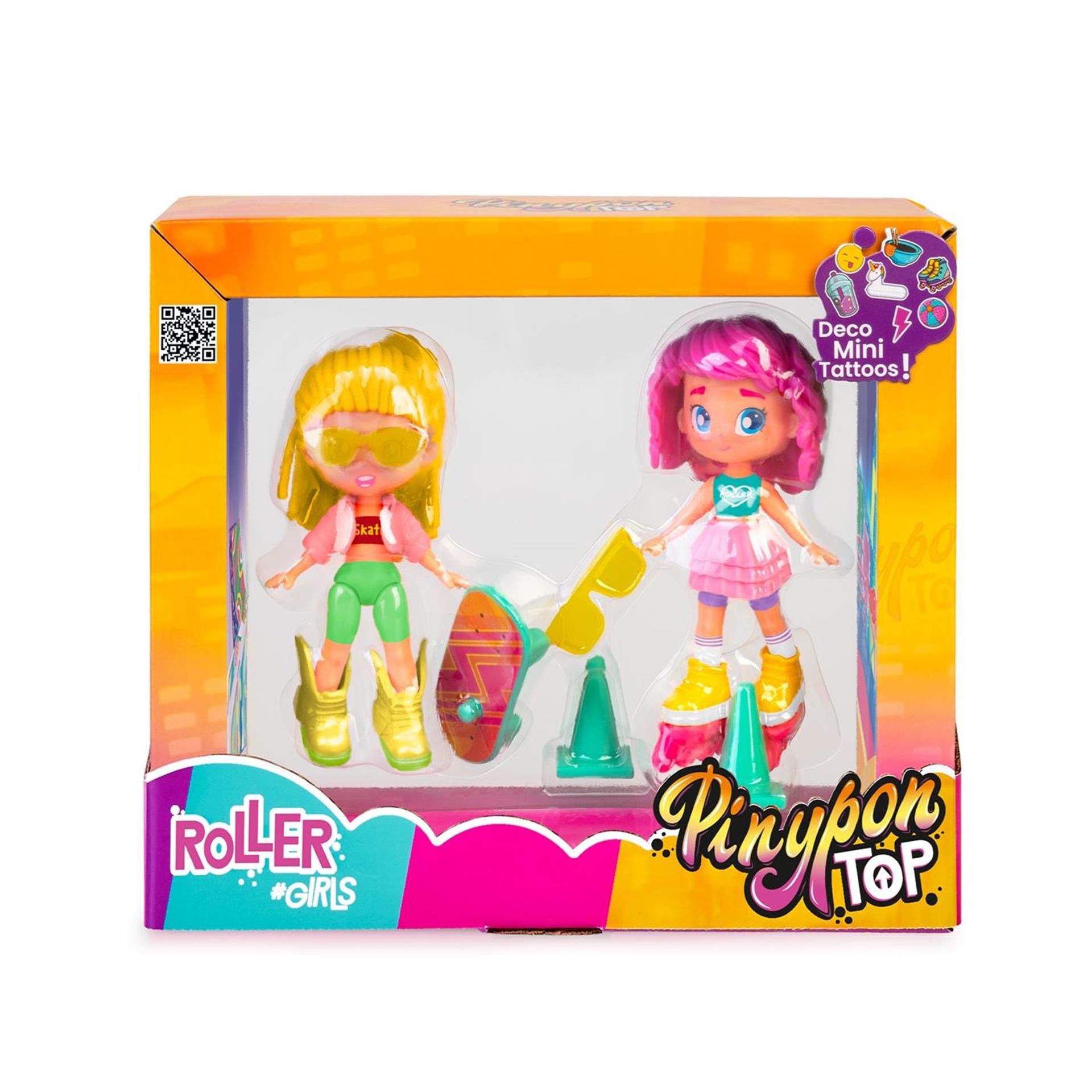 Pinypon top roller girls set met tattoos