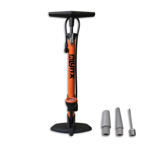 pompe à vélo avec manomètre 6 Bar orange