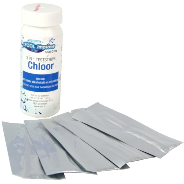 Pool Improve 3in1 Teststrips pH Alkaliteit Chloor, 50st.