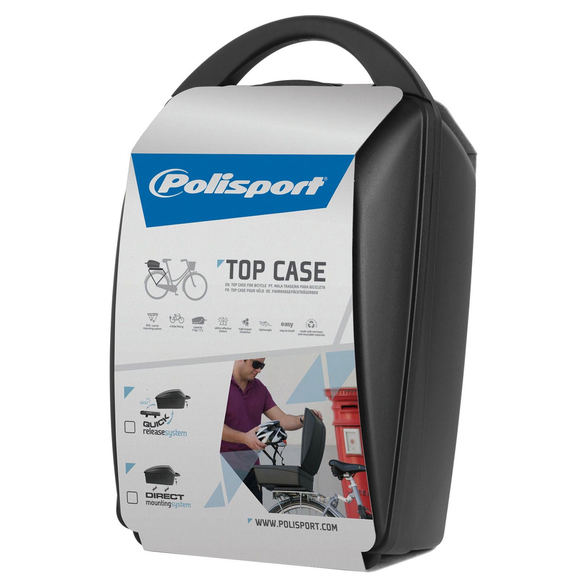 Topkoffer Polisport Luxe - zwart (vaste montage op drager)