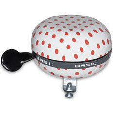 Sonnette de vélo Ding-Dong Basil Polkadot ø80mm - blanc rouge