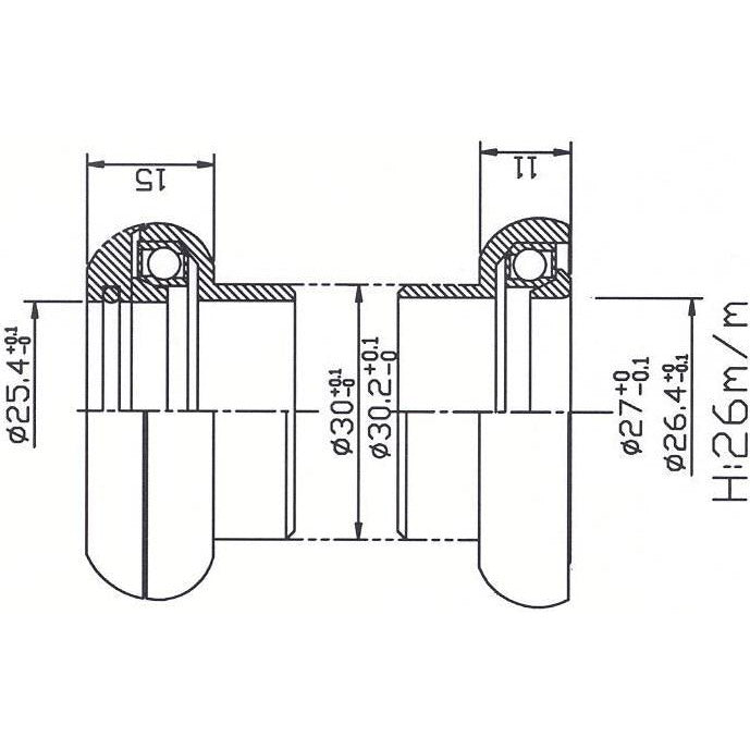 Tecora balhoofdstel1 inch ahead cartr alu 26,4 conus zwart