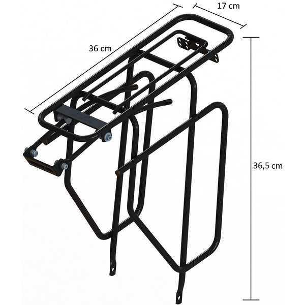 achterdrager met tasafhouders 28 inch staal zwart
