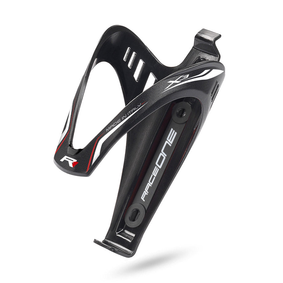 Porte-bidon Raceone x3 noir mat rayures blanc rouge